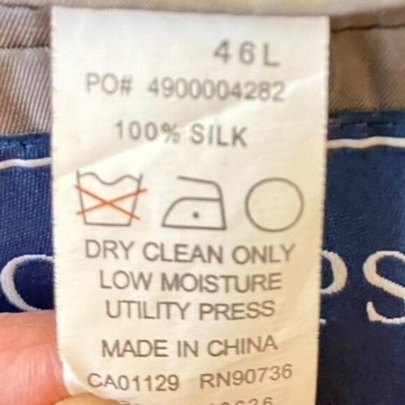 Vintage Chaps Silk Blazer 46L Gray & Tan  Plaid Women’s Oversized Mens - Picture 7 of 11